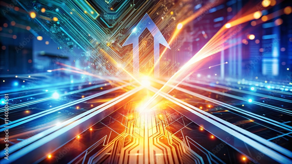 Abstract Arrow High Speed Technology Background - Double Exposure Futuristic Digital Art Abstract Arrow High Speed Technology Background - Double Exposure Futuristic Digital Art