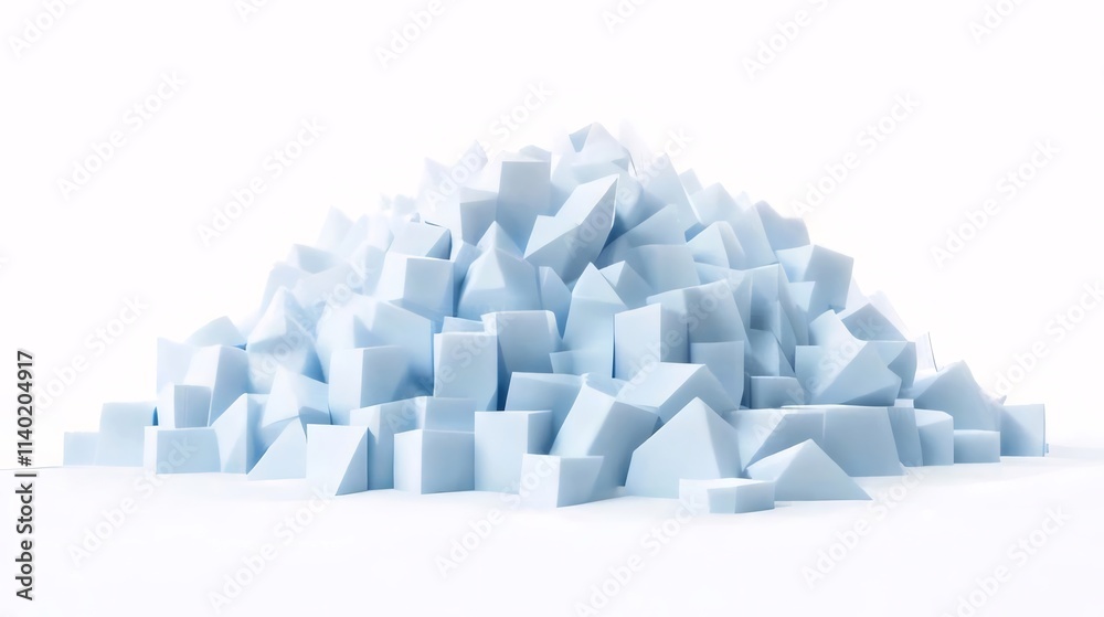 Pile of light blue ice cubes on white background. Pile of light blue ice cubes on white background.