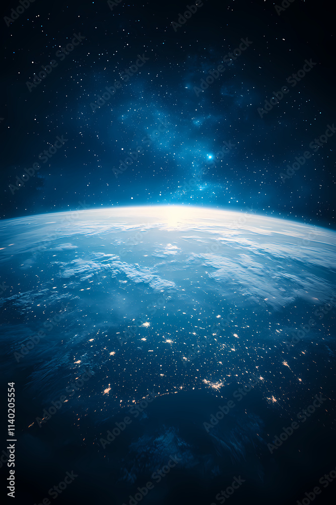 In the sky, an airplane is flying over the earth. In the sky, an airplane is flying over the earth.