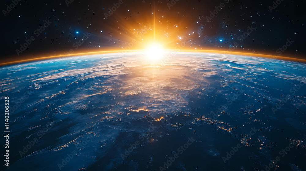 In the sky, an airplane is flying over the earth. In the sky, an airplane is flying over the earth.