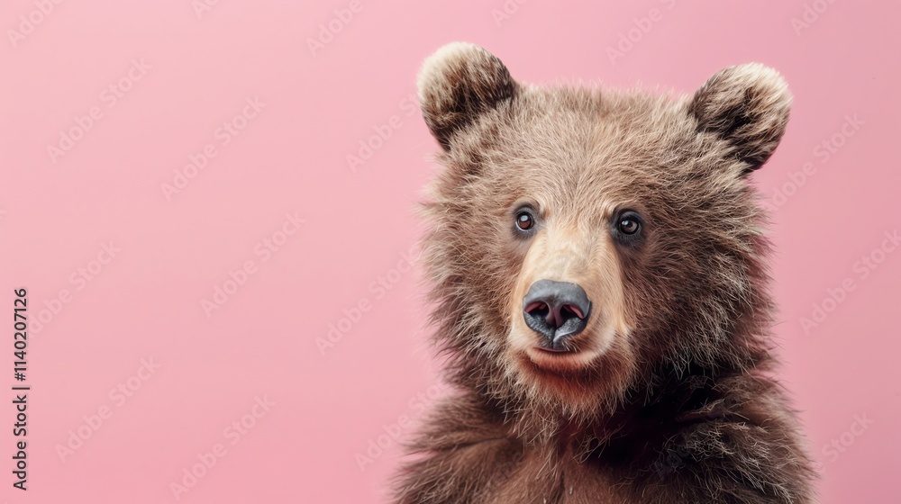 Fototapeta premium A brown bear cub looking directly at the camera.