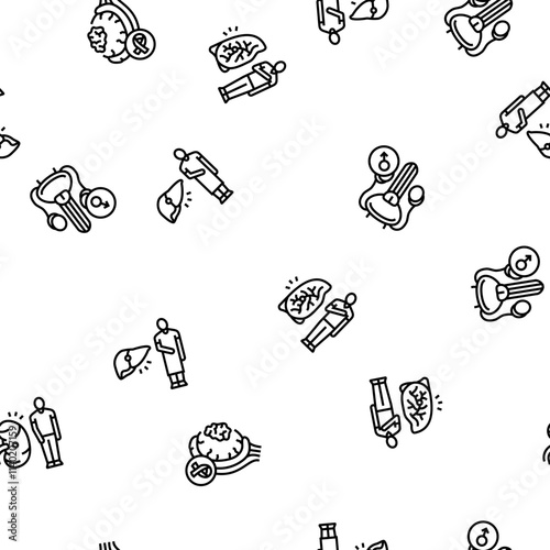 man disease health medical vector seamless pattern thin line illustration
