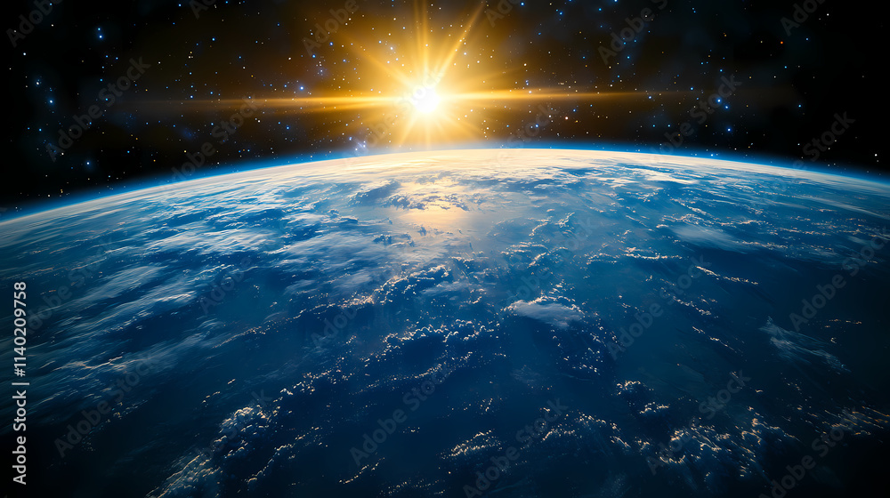 In the sky, an airplane is flying over the earth. In the sky, an airplane is flying over the earth.