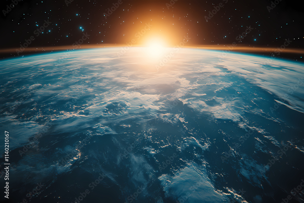 In the sky, an airplane is flying over the earth. In the sky, an airplane is flying over the earth.