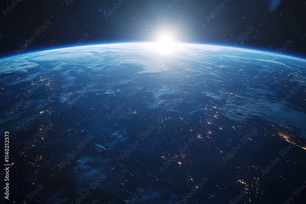 In the sky, an airplane is flying over the earth. In the sky, an airplane is flying over the earth.