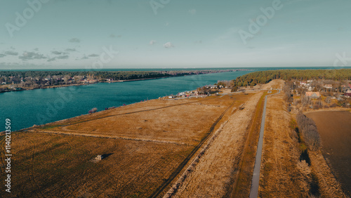 Mikoszewo Świbno Ujście Wisły z drona, przekop, prom photo