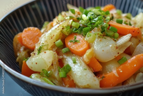 Kimchi with carrots and scallions photo