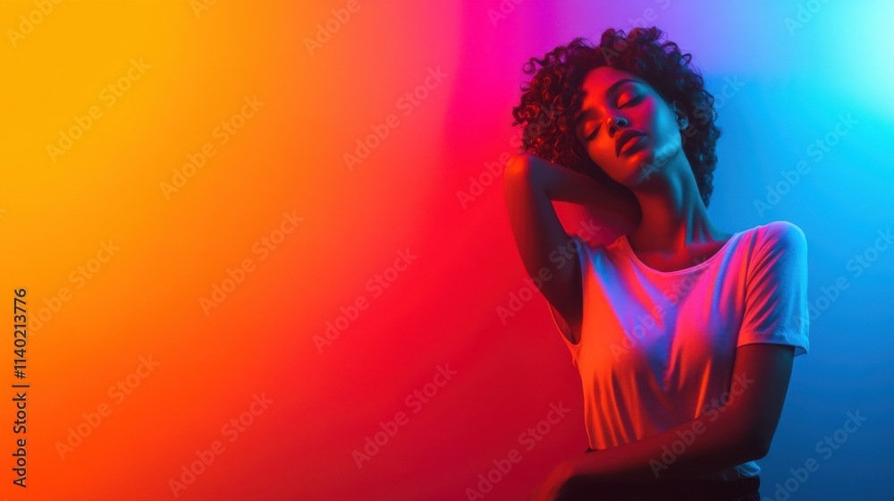 Captivating portrait of a woman in vibrant light creative studio photography artistic close-up expression of emotion Captivating portrait of a woman in vibrant light creative studio photography artistic close-up expression of emotion