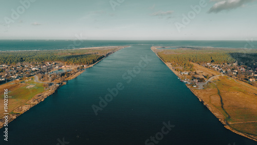 Mikoszewo Świbno Ujście Wisły z drona, przekop, prom