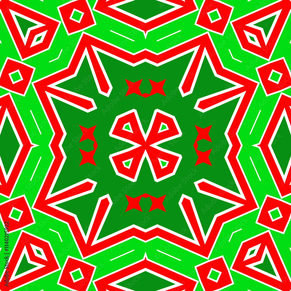 Seamless square pattern red and green. Christmas pattern green and red. Merry Christmas. Happy New Year. Seamless square pattern red and green. Christmas pattern green and red. Merry Christmas. Happy New Year.