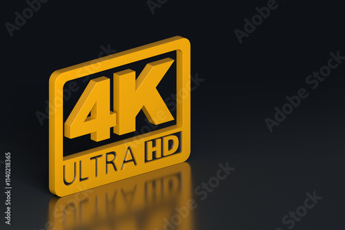 4k Ultra HD Logo Is Shining on Dark Background