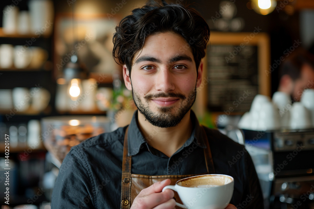 Barista Working in a Stylish Coffee Shop Setting Generative AI Image Barista Working in a Stylish Coffee Shop Setting Generative AI Image