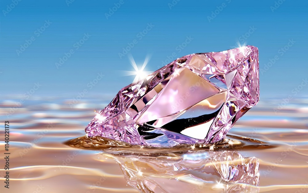 Obraz premium Pink Diamond Sparkle Water Reflection Luxury Gem