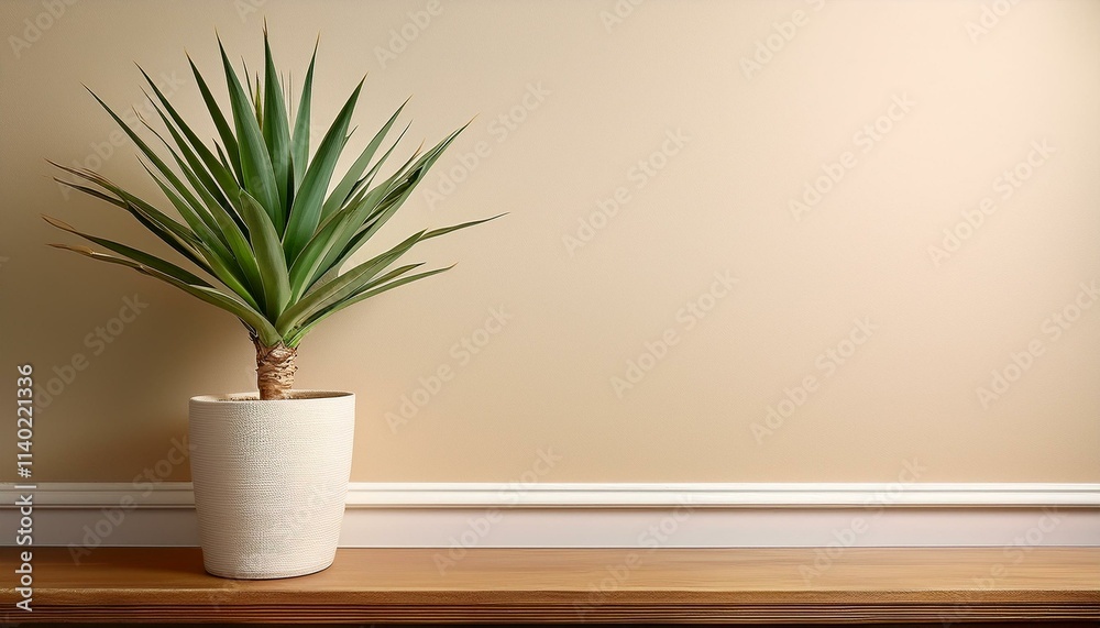 Indoor yucca house plant in a plain room Indoor yucca house plant in a plain room