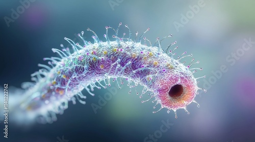 Microscopic View of a Spirillum Bacteria Cell photo