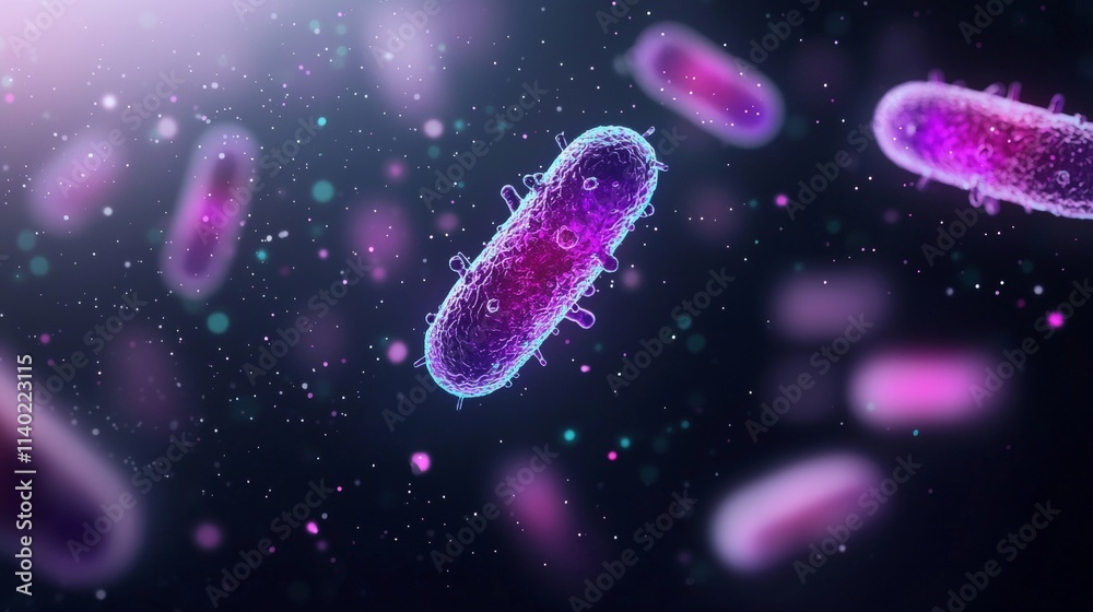 Microscopic View of Bacteria in Vibrant Hues Microscopic View of Bacteria in Vibrant Hues