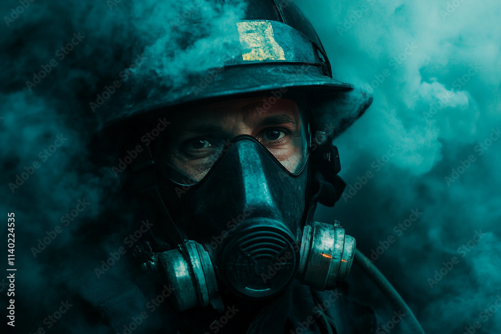 Generative AI Depiction of a Brave Firefighter Battling Intense Flames and Smoke with Determination and Courage Generative AI Depiction of a Brave Firefighter Battling Intense Flames and Smoke with Determination and Courage