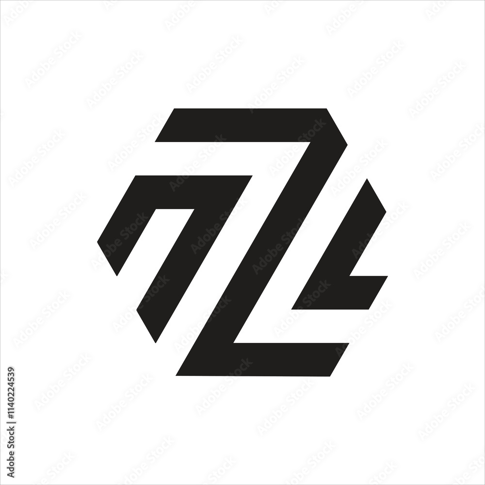 Letter N z l modern typography monogram logo Letter N z l modern typography monogram logo