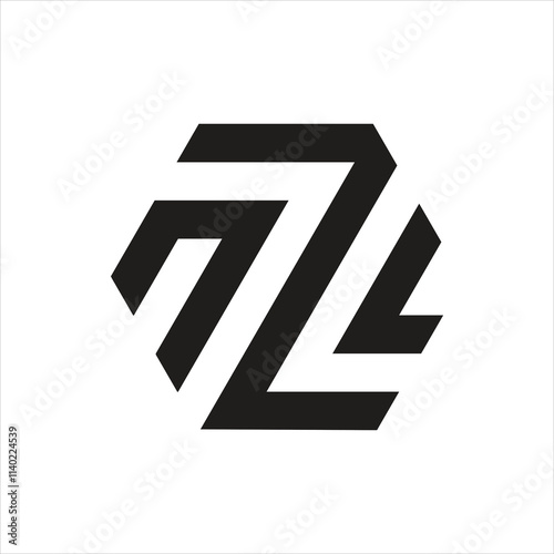 Letter N z l modern typography monogram logo