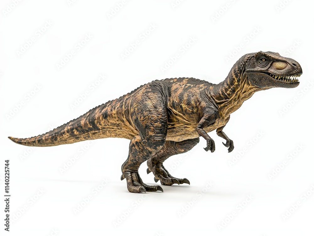 Naklejka premium Tyrannosaurus dinosaur, triassic period, mesozoic era, cretaceous period, jurassic period, isolated on white background