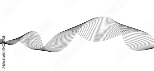 Smooth flowing dynamic wave lines isolated on white background. Technology, digital, communication, science, music concept vector background illustration