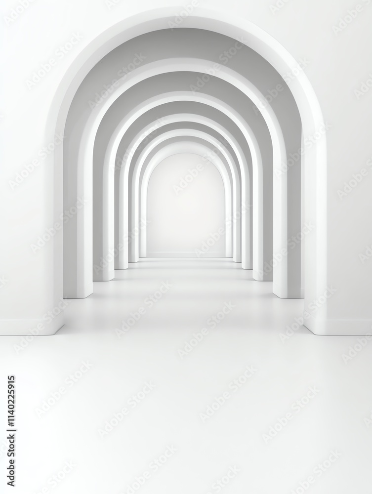 A serene corridor featuring multiple white arches, creating a sense of depth and minimalism in a bright, open space. A serene corridor featuring multiple white arches, creating a sense of depth and minimalism in a bright, open space.