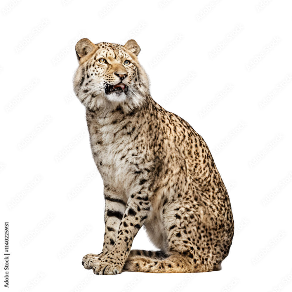 A cheetah sitting and looking up isolated on transparent background A cheetah sitting and looking up isolated on transparent background