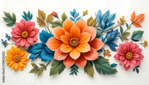 Vibrant Flower Art Design with Delicate Petals and Intricate Patterns for Creative Projects.
 photo