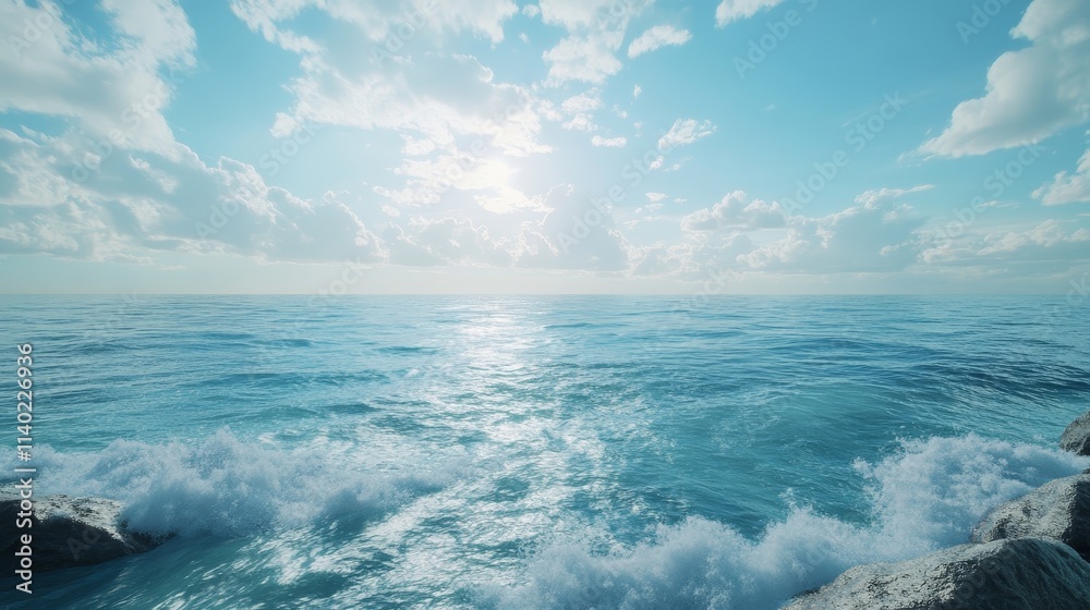 peaceful ocean,calm waves, gentle tides, serene seascape