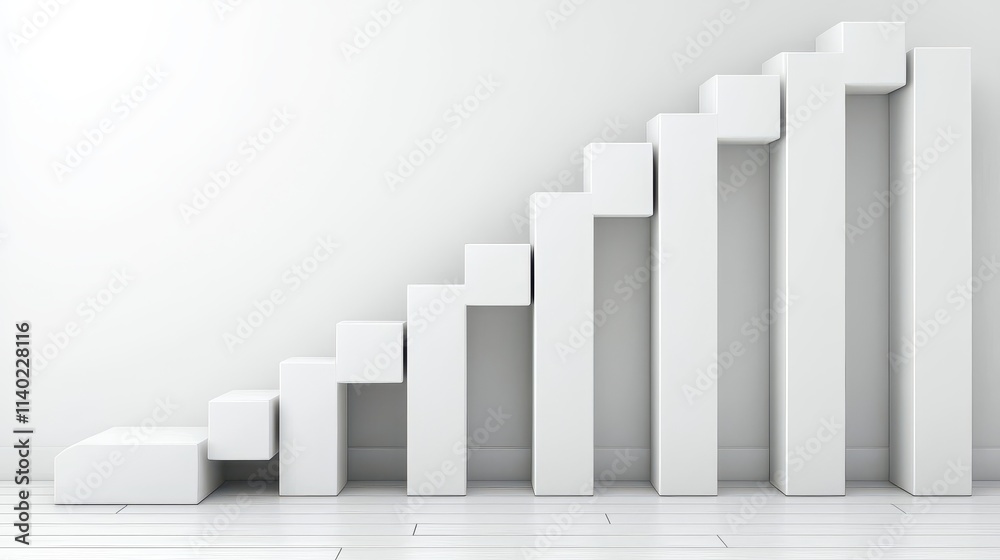 Minimalist Stairs Design with White Blocks on a Clean Background in Modern Interior Space
