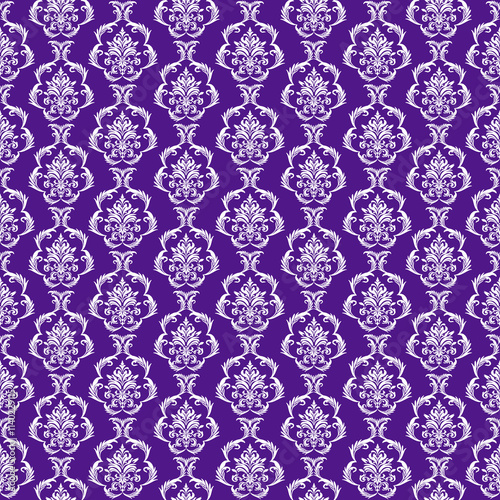 Abstract ethnic damas fabric pattern, beautiful complex pattern, purple tone, damas pattern for decoration, textiles, backgrounds, clothing, carpets, curtains, cards as desired.