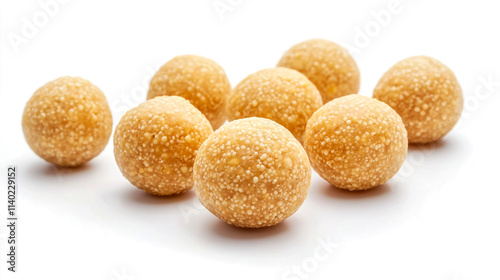 Traditional Indian Laddu Dessert on Clean White Background.