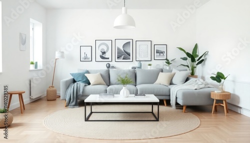Living Room Interior Design With Scandinavian Concept - Hotel Living Room - Apartment Living Room Interior With Sofa - Interior Design - Scandinavian Style