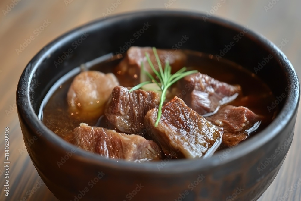 Korean stone grilled spicy beef soup