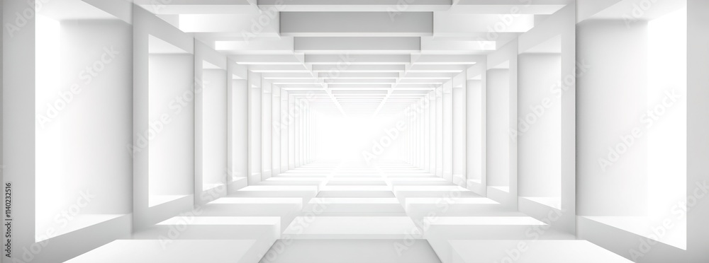 Fototapeta premium Random shifted white cube boxes block background wallpaper.3d