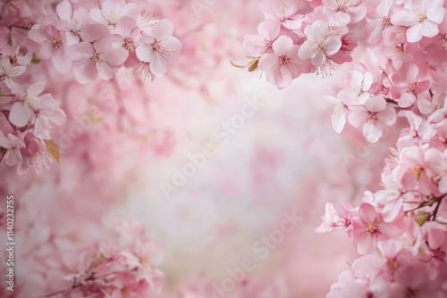 Blooming cherry blossoms create a serene atmosphere in springtime garden