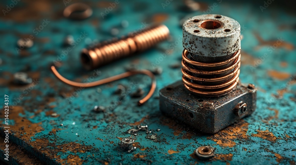 Intricate Close Up of a Copper Pipe Bending Spring Showcasing the Industrial Metalwork Details and Textures of This Essential Tool for Construction and Engineering Applications Intricate Close Up of a Copper Pipe Bending Spring Showcasing the Industrial Metalwork Details and Textures of This Essential Tool for Construction and Engineering Applications