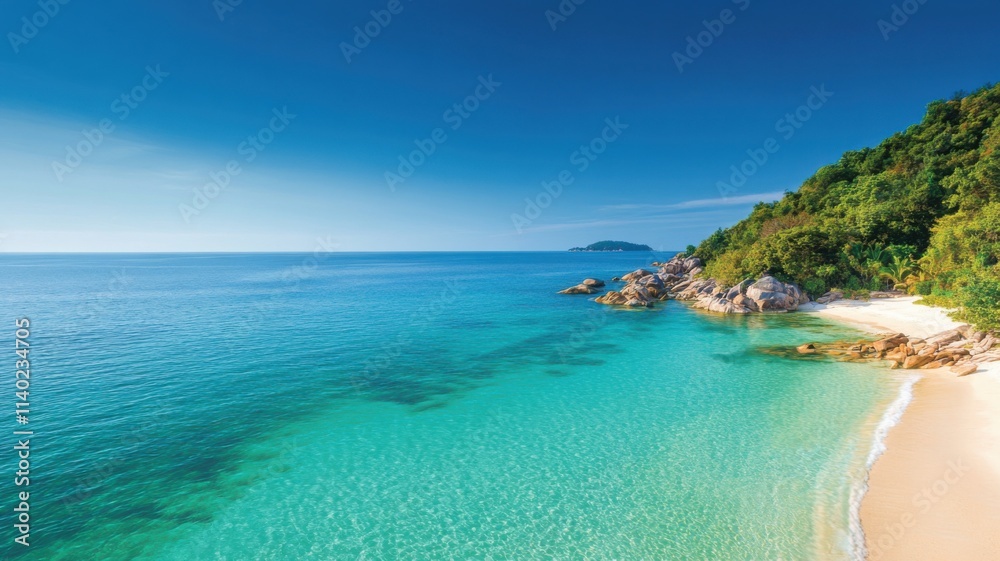 Fototapeta premium Tropical island getaway serene beaches and crystal waters for ultimate relaxation and inspiration