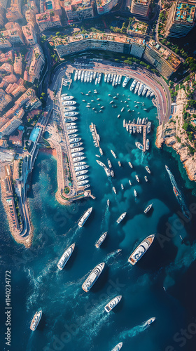 Monaco Yacht Club Aerial View Luxury Yachts & Grand Prix Harbor photo