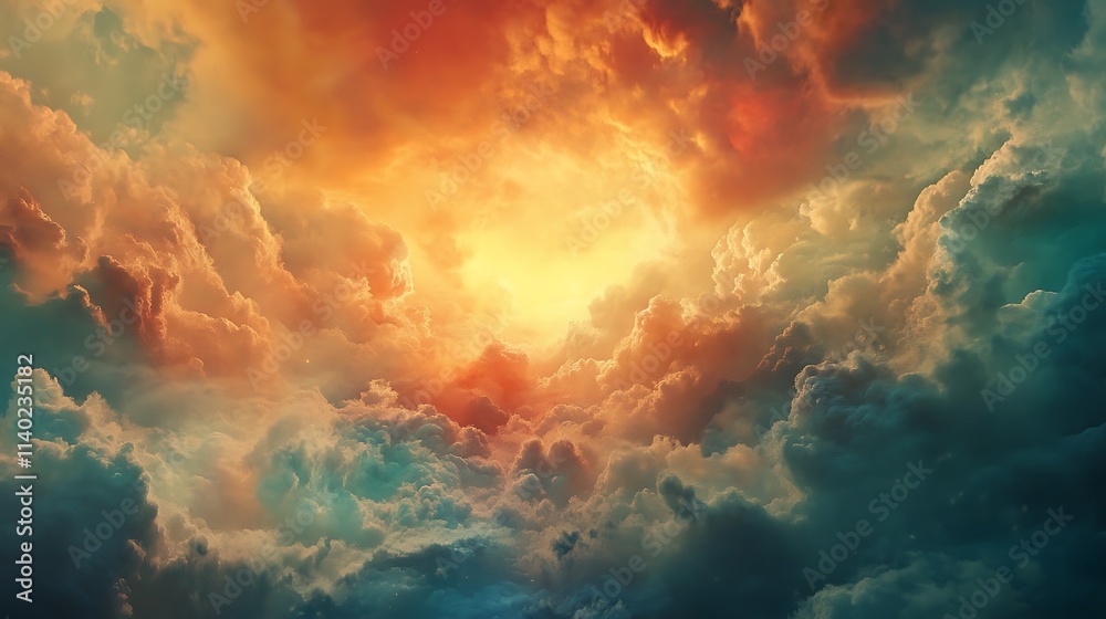 Vibrant sunrise through dense clouds. Rich colors and textures fill the sky. Vibrant sunrise through dense clouds. Rich colors and textures fill the sky.