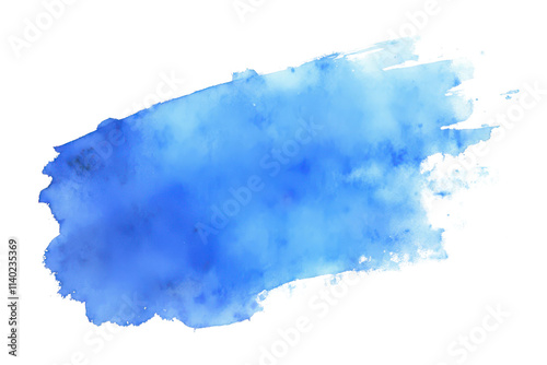 blue paint brush strokes in watercolor isolated against transparent