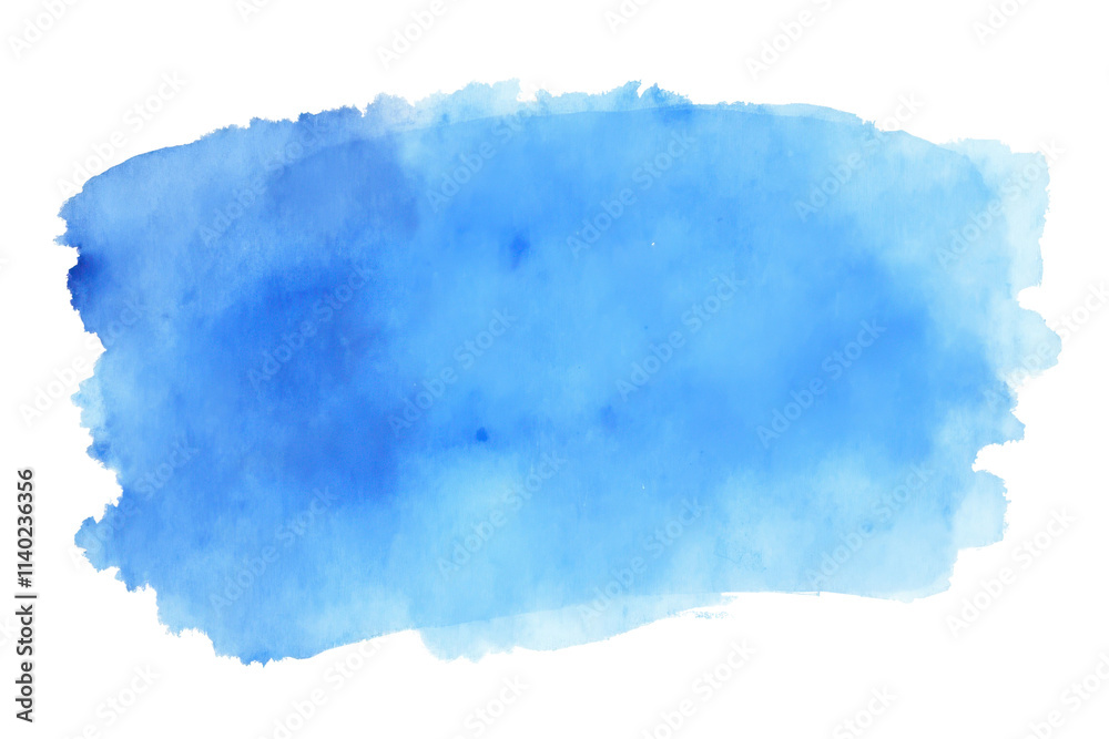 blue paint brush strokes in watercolor isolated against transparent