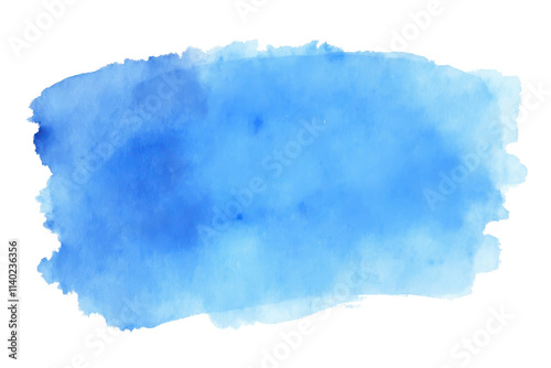 blue paint brush strokes in watercolor isolated against transparent