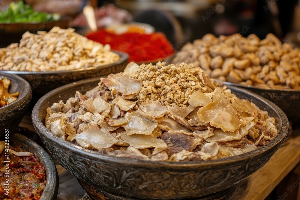 Raw tripe exhibited at Turkish bazaar showcase Raw tripe exhibited at Turkish bazaar showcase