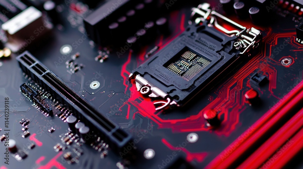 Fototapeta premium Microchips and Connections in Focus