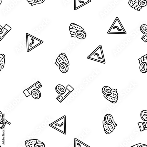 helminth worm parasite roundworm vector seamless pattern thin line illustration