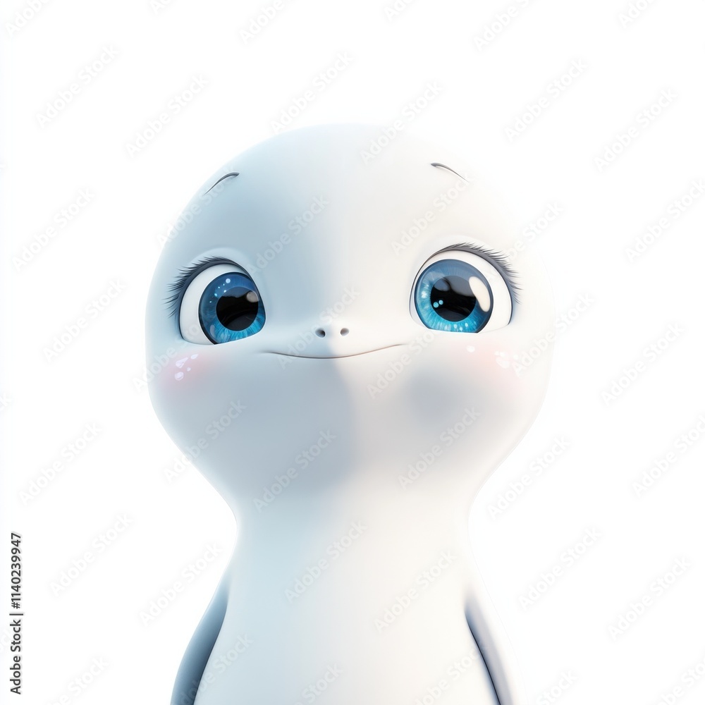 Cute Indus River dolphin cartoon character, 3D white background, soft rounded features, ocean-cobalt eyes, minimalist design, high resolution, charming expression Cute Indus River dolphin cartoon character, 3D white background, soft rounded features, ocean-cobalt eyes, minimalist design, high resolution, charming expression