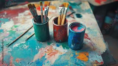 Painterly Paradise: A Colorful Canvas of Artistic Tools photo