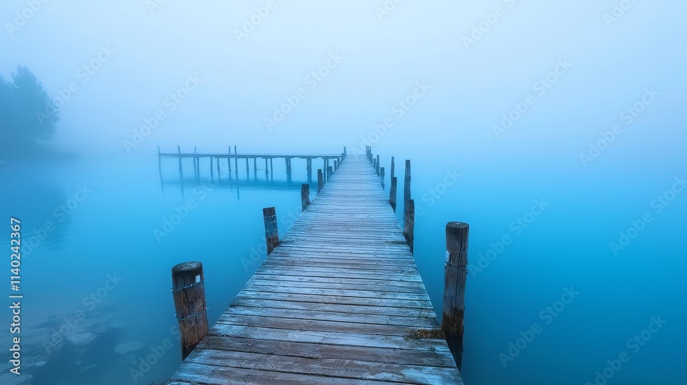 Serene Pier Stretching into Misty Waters Serene Pier Stretching into Misty Waters