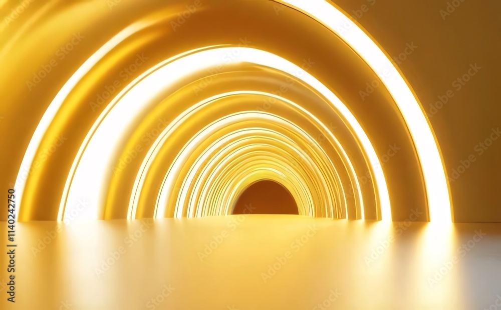Abstract golden arch tunnel with glowing lights. Abstract golden arch tunnel with glowing lights.